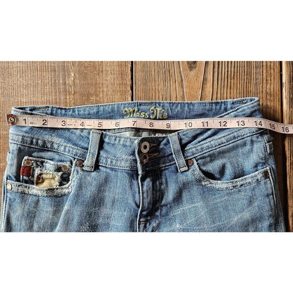VTG Y2K 90s Miss Me Jeans 28 Bootcut Low Rise Boot Cut Floral Patch Distressed - Picture 13 of 16